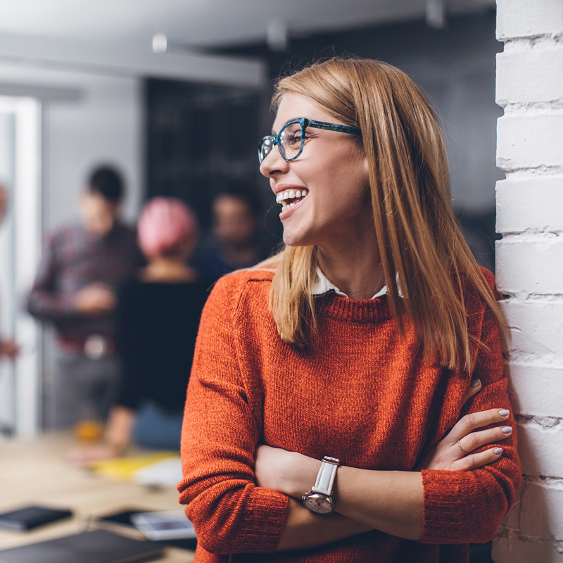 Corporate female with glasses