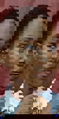 Woman in colourful top